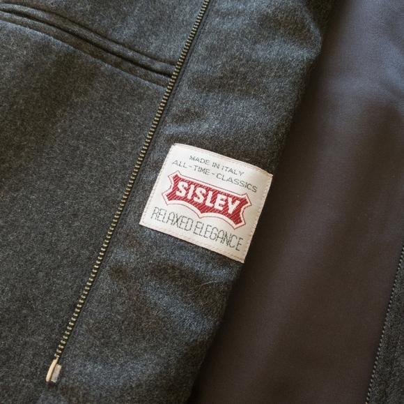 Sisley Grey Wool Zippered Classic Blazer Jacket - Picture 8 of 11